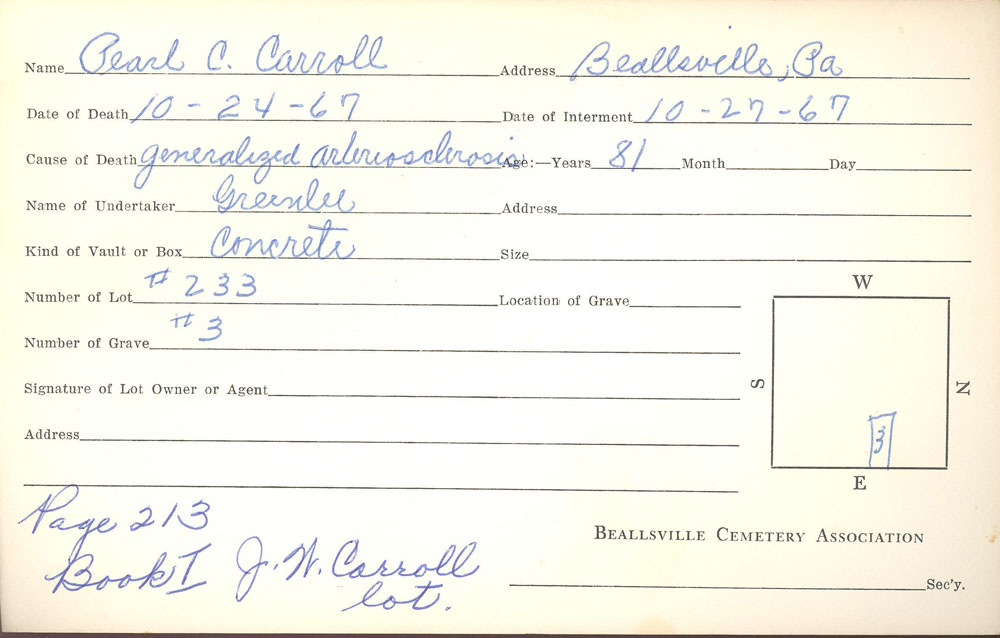 burial card